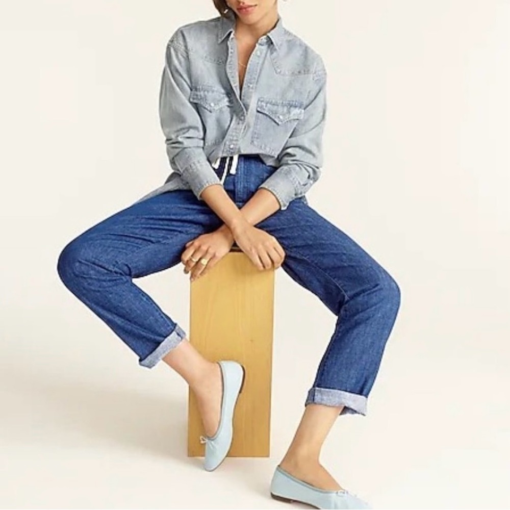 J.Crew Tie-Waist Denim Camp Pant Jeans